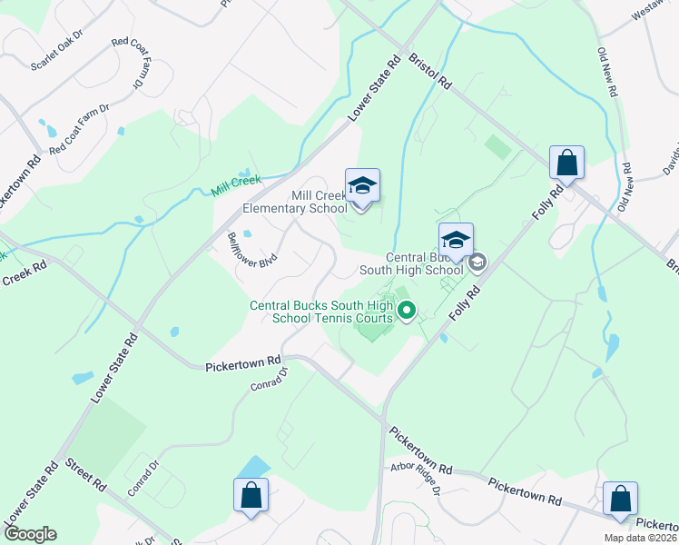 map of restaurants, bars, coffee shops, grocery stores, and more near 414 Primrose Place in Warrington