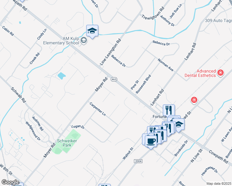 map of restaurants, bars, coffee shops, grocery stores, and more near 523 Peterson Way in Hatfield