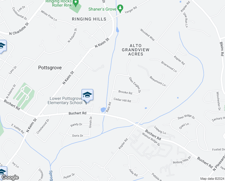 map of restaurants, bars, coffee shops, grocery stores, and more near 1599 Bahr Road in Pottstown