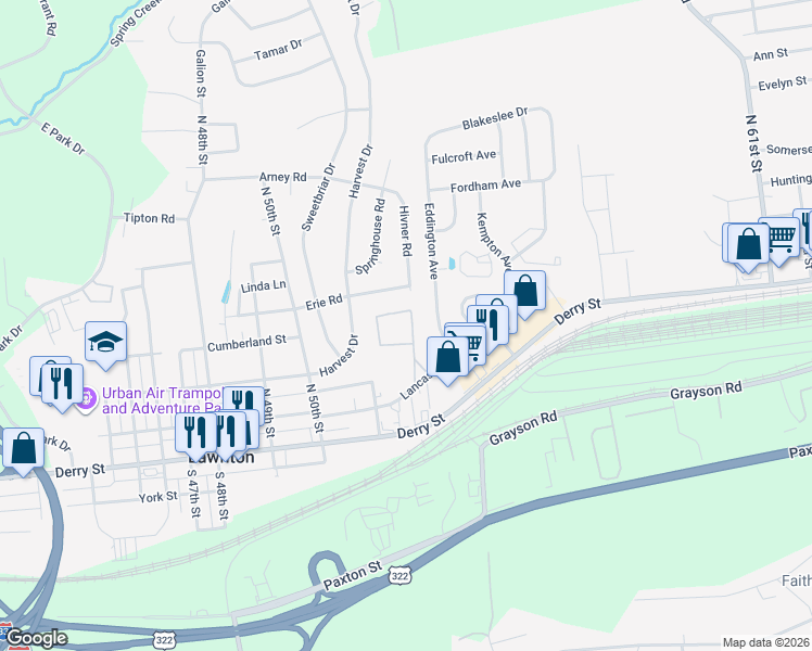 map of restaurants, bars, coffee shops, grocery stores, and more near 506 Hamilton Circle in Harrisburg