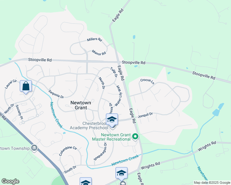 map of restaurants, bars, coffee shops, grocery stores, and more near 4 Daffodil Place in Newtown