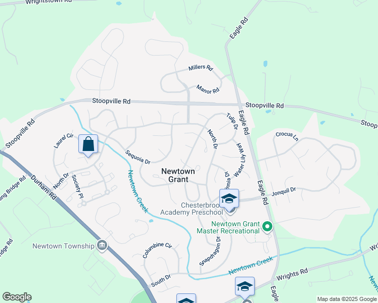 map of restaurants, bars, coffee shops, grocery stores, and more near 201 Mulberry Place in Newtown