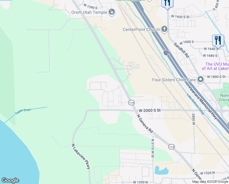 map of restaurants, bars, coffee shops, grocery stores, and more near 1051 West 1860 South Street in Orem