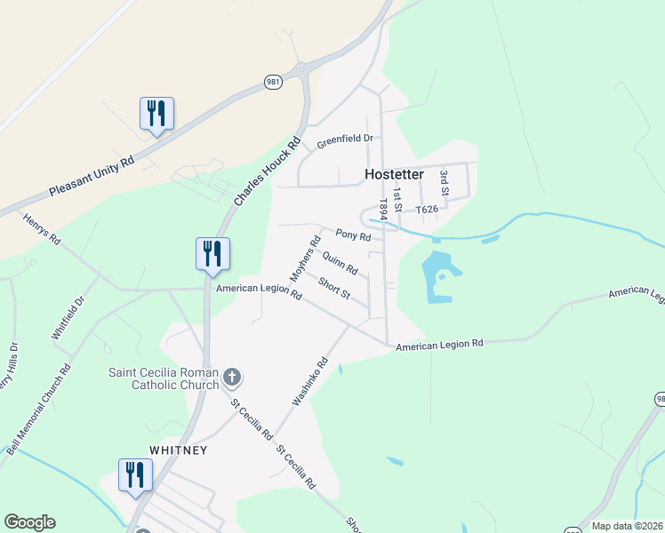 map of restaurants, bars, coffee shops, grocery stores, and more near 215 Quinn Road in Latrobe