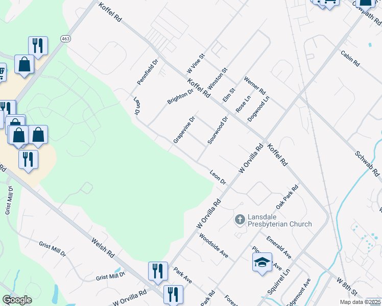 map of restaurants, bars, coffee shops, grocery stores, and more near 1543 Leon Drive in Hatfield