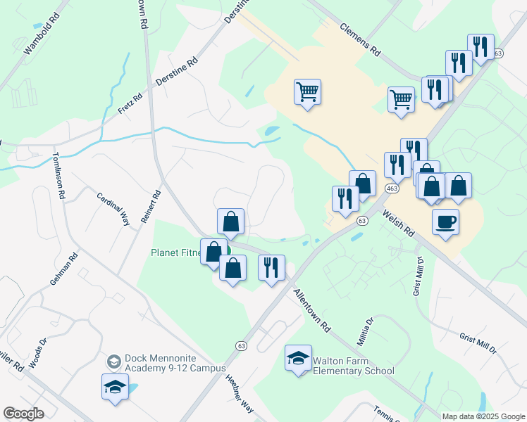 map of restaurants, bars, coffee shops, grocery stores, and more near 2006 Pleasant Valley Drive in Hatfield