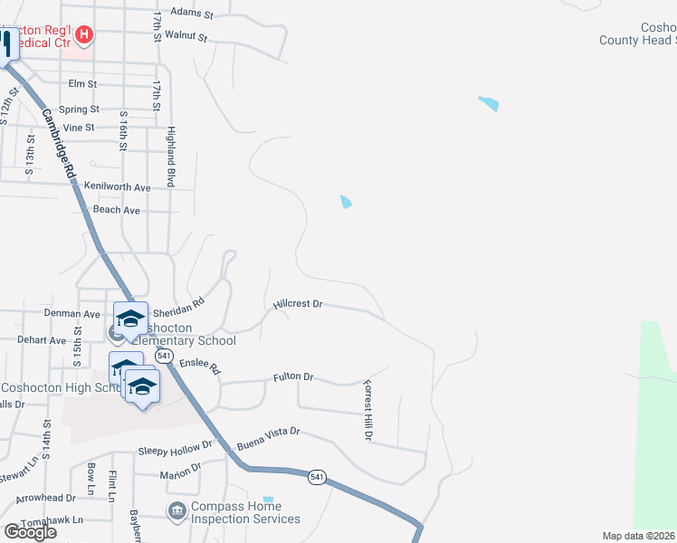 map of restaurants, bars, coffee shops, grocery stores, and more near 764 Ridgewood Dr in Coshocton