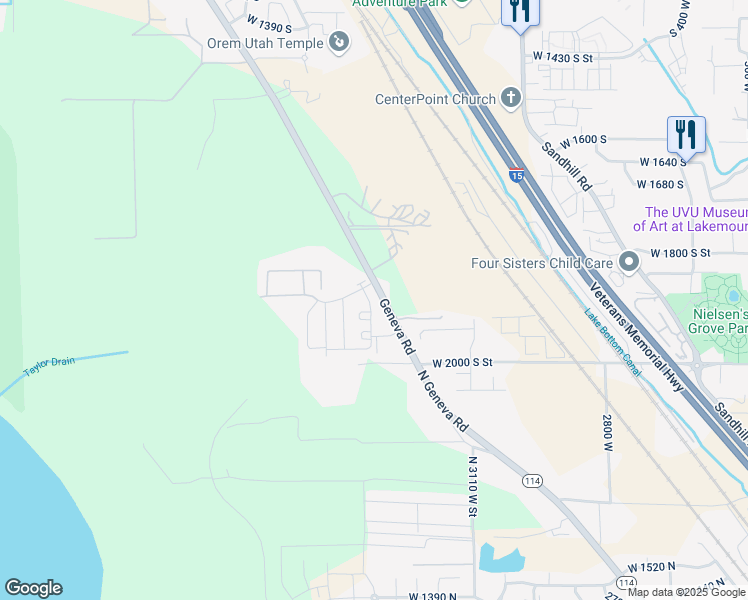 map of restaurants, bars, coffee shops, grocery stores, and more near 1879 South 1030 West in Orem