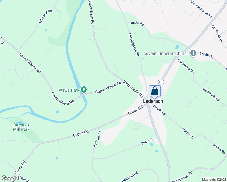 map of restaurants, bars, coffee shops, grocery stores, and more near 570 Camp Wawa Road in Schwenksville