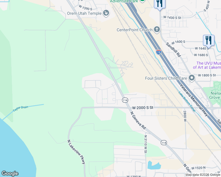 map of restaurants, bars, coffee shops, grocery stores, and more near 1051 West 1860 South Street in Orem