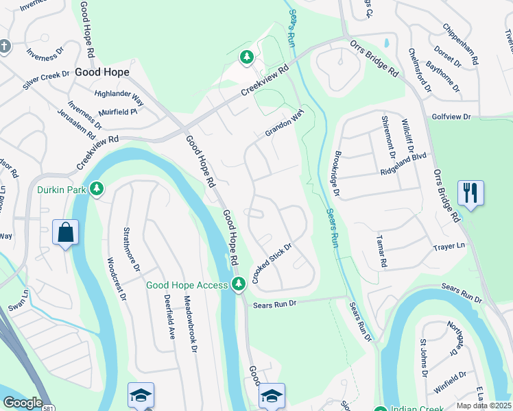 map of restaurants, bars, coffee shops, grocery stores, and more near 880 Grandon Way in Mechanicsburg