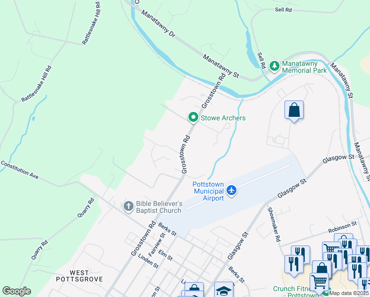 map of restaurants, bars, coffee shops, grocery stores, and more near 1106 Grosstown Road in Stowe