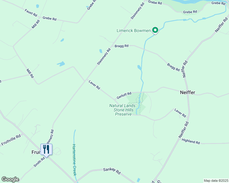 map of restaurants, bars, coffee shops, grocery stores, and more near 151 Laver Road in Schwenksville