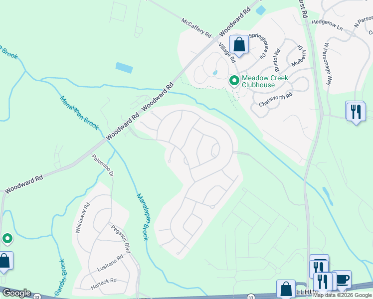 map of restaurants, bars, coffee shops, grocery stores, and more near 4 Shoemaker Road in Manalapan Township