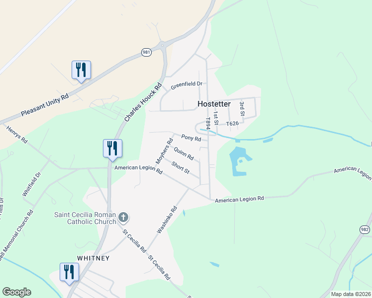 map of restaurants, bars, coffee shops, grocery stores, and more near 215 Quinn Road in Latrobe