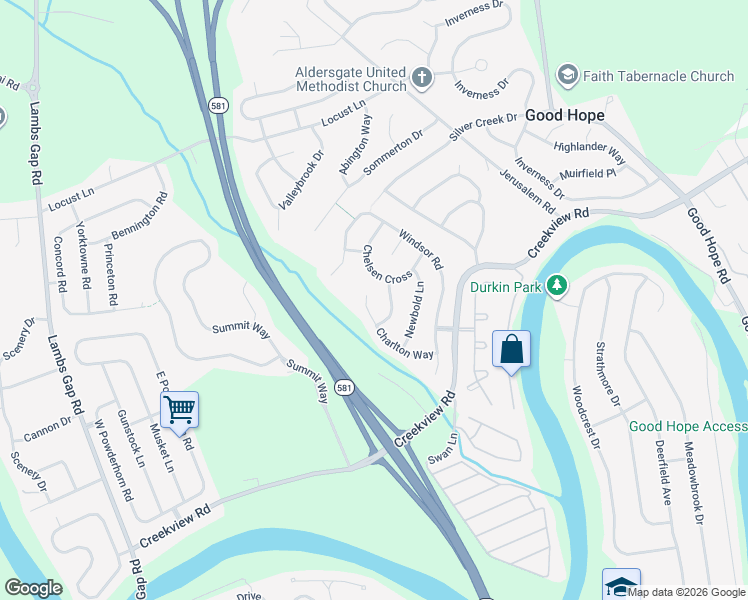 map of restaurants, bars, coffee shops, grocery stores, and more near 5610 Creekview Road in Mechanicsburg