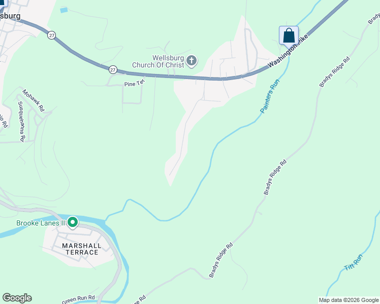 map of restaurants, bars, coffee shops, grocery stores, and more near 349 Hillcrest Drive in Wellsburg
