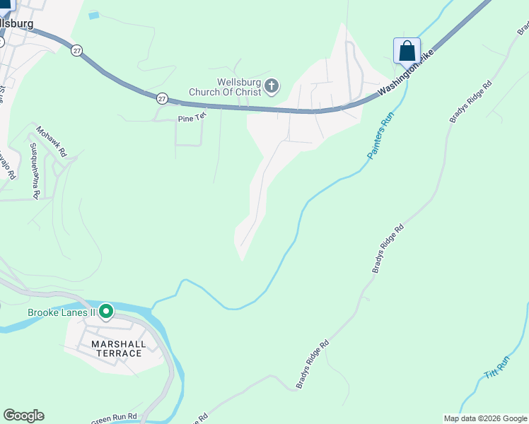 map of restaurants, bars, coffee shops, grocery stores, and more near 349 Hillcrest Drive in Wellsburg