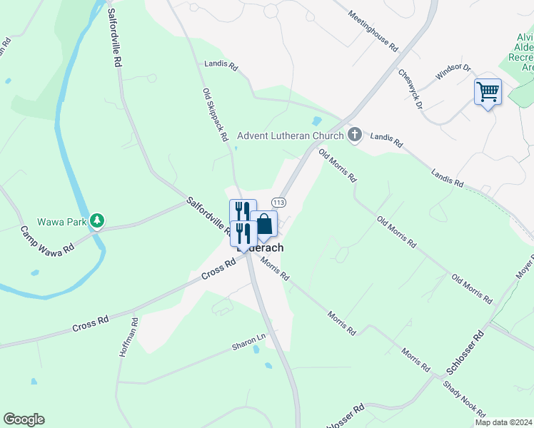 map of restaurants, bars, coffee shops, grocery stores, and more near 675 Harleysville Pike in Harleysville