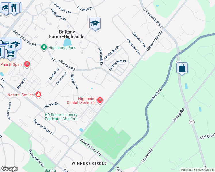 map of restaurants, bars, coffee shops, grocery stores, and more near 113 Glennbrook Court in Chalfont