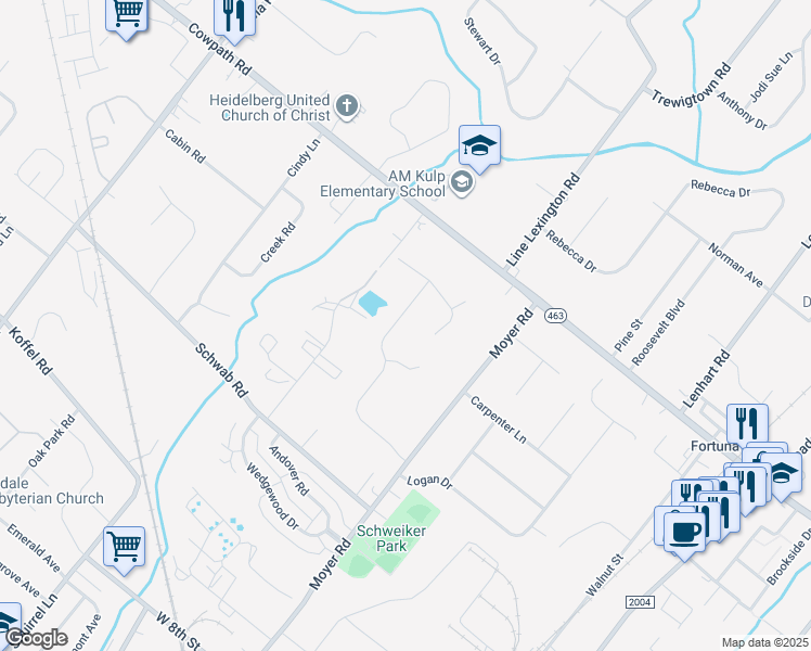 map of restaurants, bars, coffee shops, grocery stores, and more near 1628 Forest Hills Drive in Hatfield