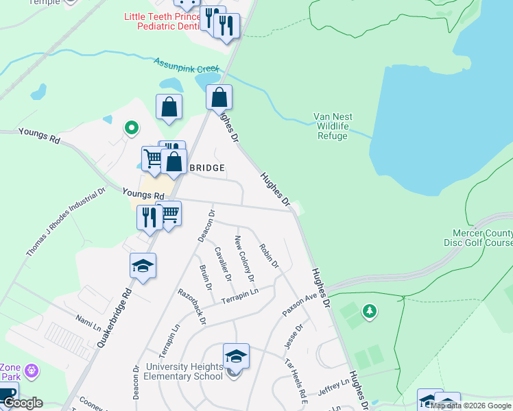 map of restaurants, bars, coffee shops, grocery stores, and more near 239 Youngs Road in Hamilton Township