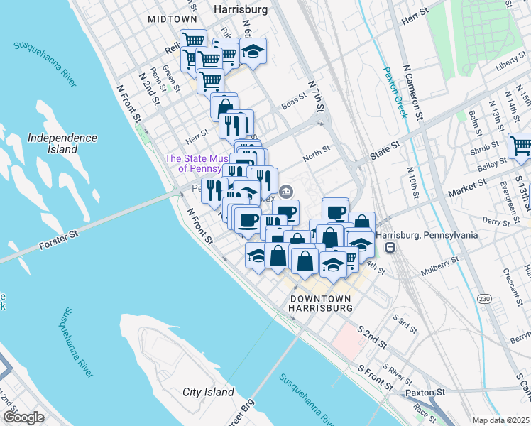 map of restaurants, bars, coffee shops, grocery stores, and more near in 