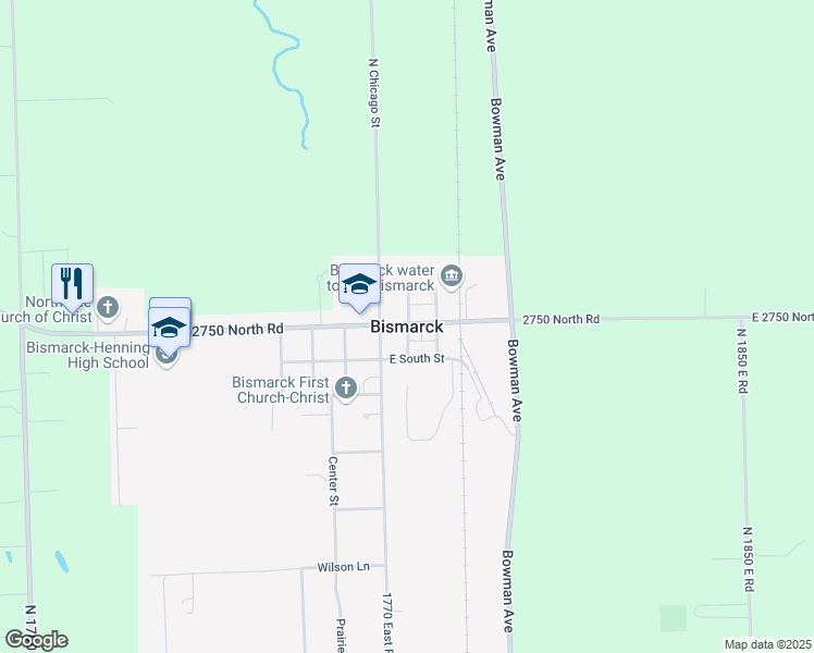map of restaurants, bars, coffee shops, grocery stores, and more near in Bismarck
