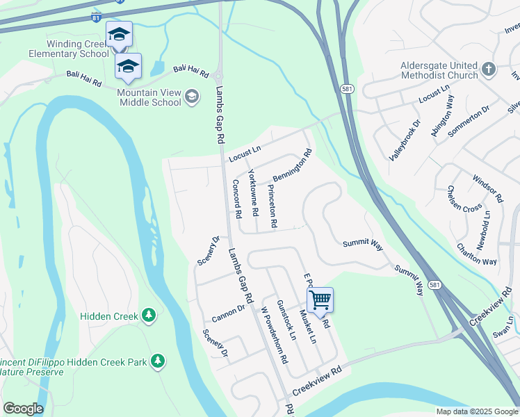 map of restaurants, bars, coffee shops, grocery stores, and more near 1400 Yorktowne Road in Mechanicsburg