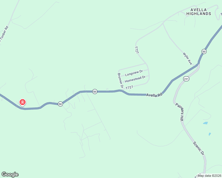 map of restaurants, bars, coffee shops, grocery stores, and more near 1918 Avella Road in Avella