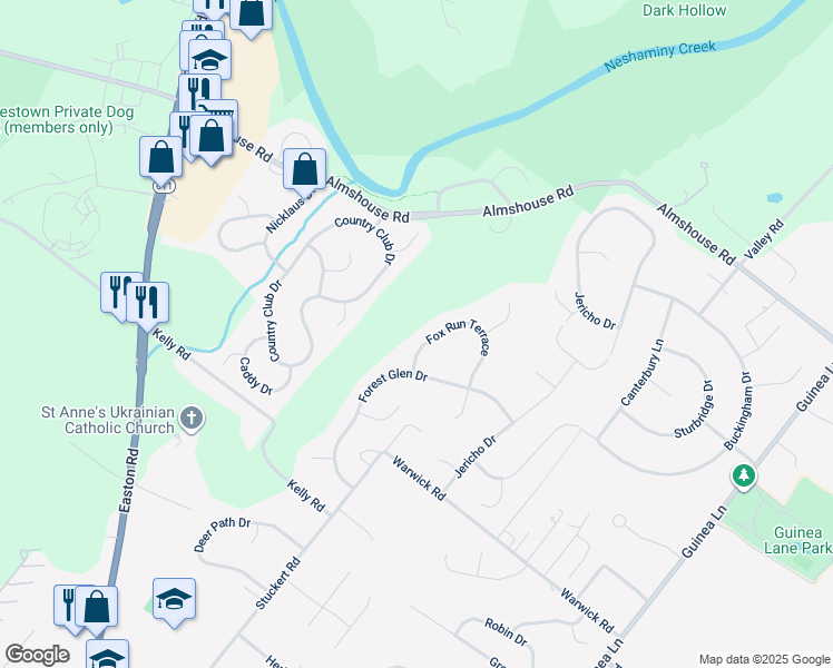 map of restaurants, bars, coffee shops, grocery stores, and more near 1828 Fox Run Terrace in Warrington