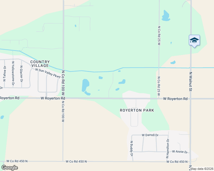 map of restaurants, bars, coffee shops, grocery stores, and more near 1140 West Royerton Road in Muncie