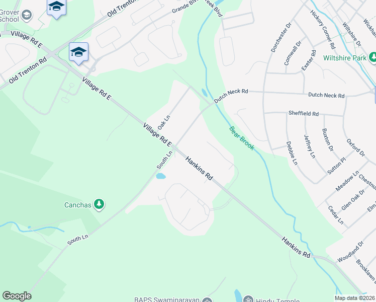 map of restaurants, bars, coffee shops, grocery stores, and more near 231 South Lane in West Windsor Township