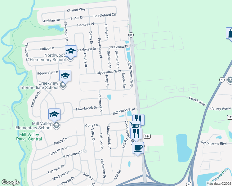 map of restaurants, bars, coffee shops, grocery stores, and more near 442 Triple Crown Way in Marysville