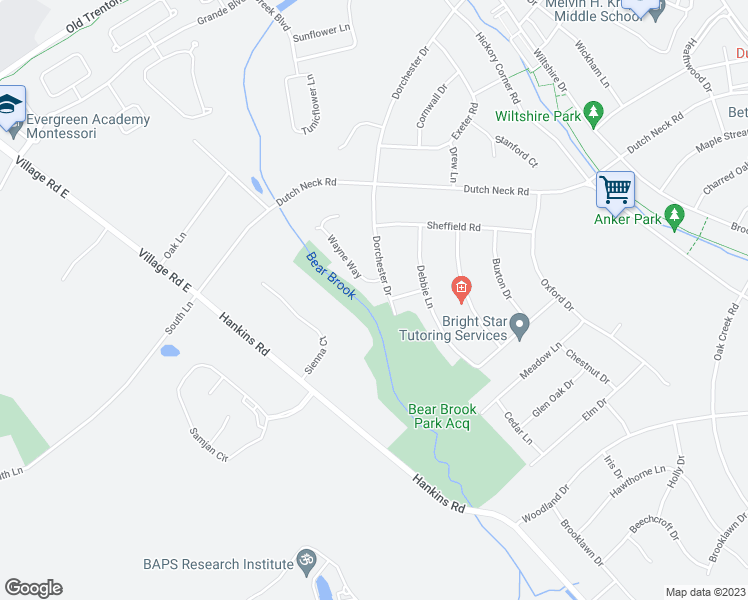 map of restaurants, bars, coffee shops, grocery stores, and more near 127 Dorchester Drive in East Windsor