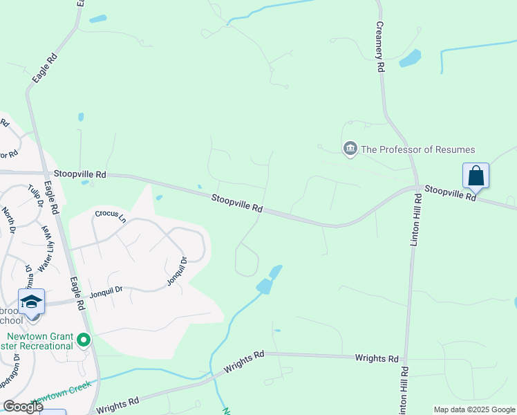 map of restaurants, bars, coffee shops, grocery stores, and more near 5 Millstone Drive in Newtown