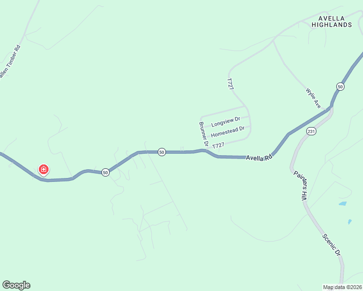 map of restaurants, bars, coffee shops, grocery stores, and more near 1918 Avella Road in Avella