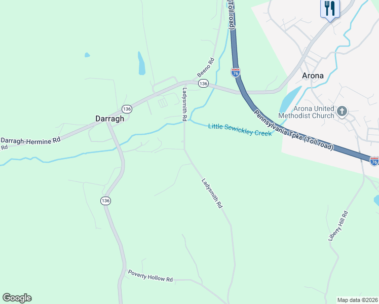 map of restaurants, bars, coffee shops, grocery stores, and more near 220 Ladysmith Road in New Stanton