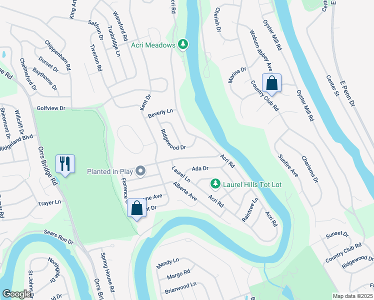 map of restaurants, bars, coffee shops, grocery stores, and more near 815 Ridgewood Drive in Mechanicsburg