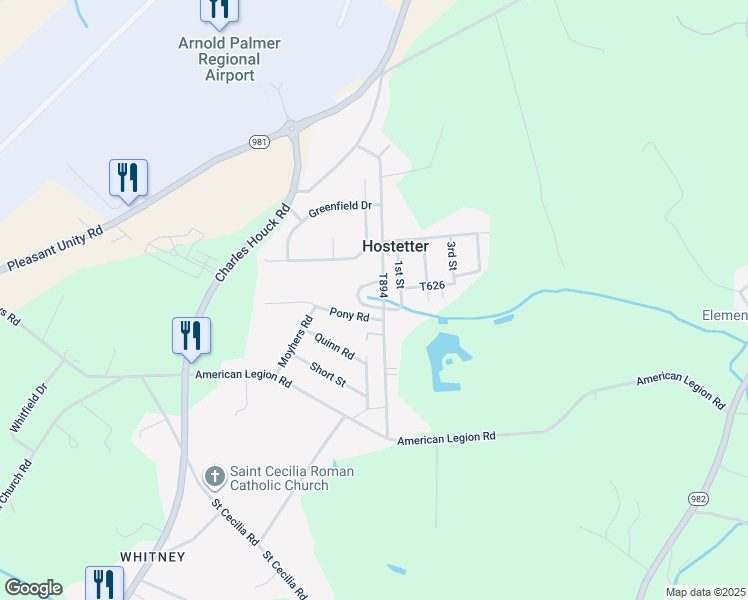 map of restaurants, bars, coffee shops, grocery stores, and more near 110 Hostetter Slovak Club Road in Latrobe