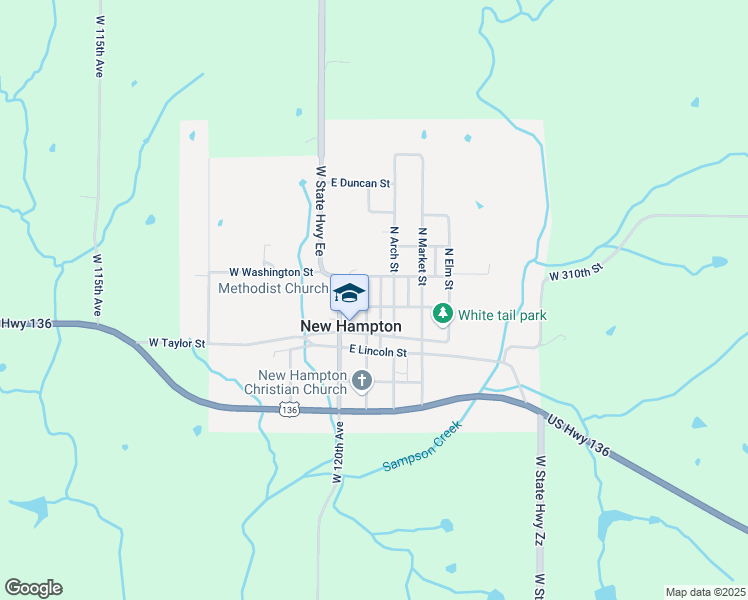 map of restaurants, bars, coffee shops, grocery stores, and more near 200-298 North Race Street in New Hampton