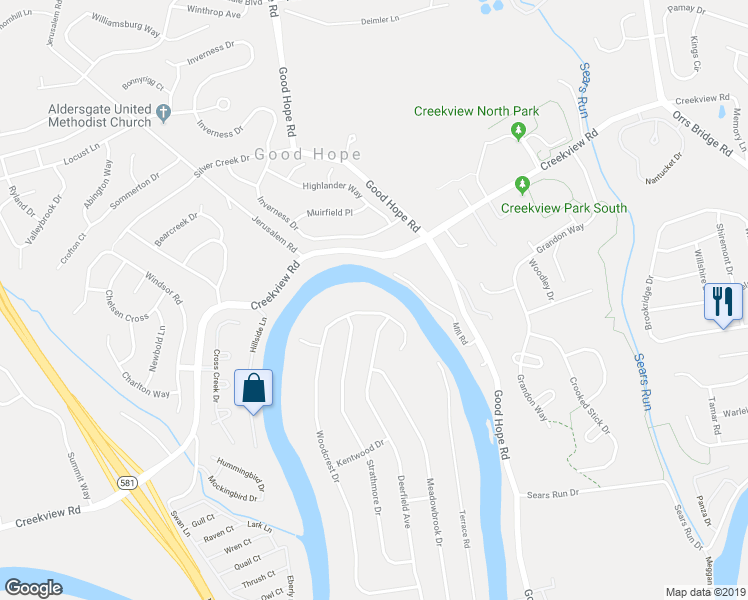 map of restaurants, bars, coffee shops, grocery stores, and more near 504 Woodcrest Drive in Mechanicsburg