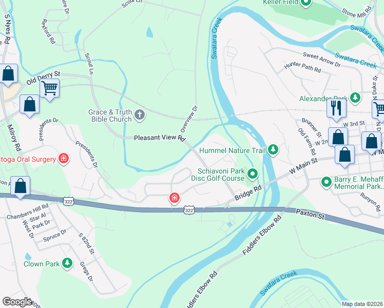map of restaurants, bars, coffee shops, grocery stores, and more near 248 Pleasant View Road in Hummelstown