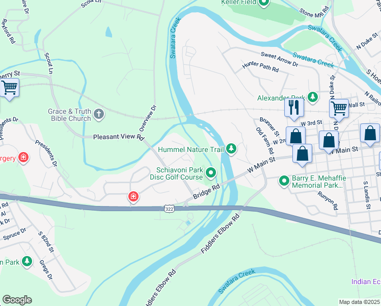 map of restaurants, bars, coffee shops, grocery stores, and more near 9063 Joyce Lane in Hummelstown