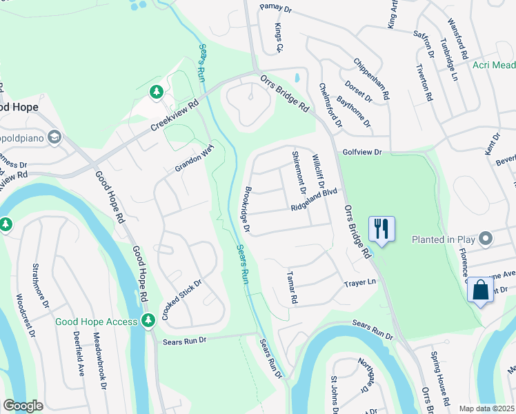 map of restaurants, bars, coffee shops, grocery stores, and more near 3925 Ridgeland Blvd in Mechanicsburg