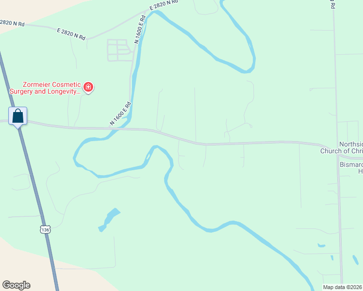 map of restaurants, bars, coffee shops, grocery stores, and more near 16000-16500 East 2750 North Road in Danville