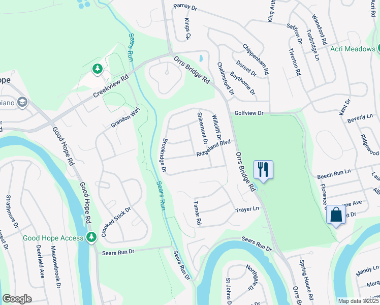 map of restaurants, bars, coffee shops, grocery stores, and more near 3917 Ridgeland Blvd in Mechanicsburg