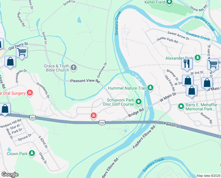 map of restaurants, bars, coffee shops, grocery stores, and more near 248 Pleasant View Road in Hummelstown
