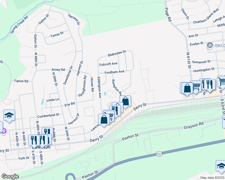 map of restaurants, bars, coffee shops, grocery stores, and more near 178 Kempton Avenue in Harrisburg