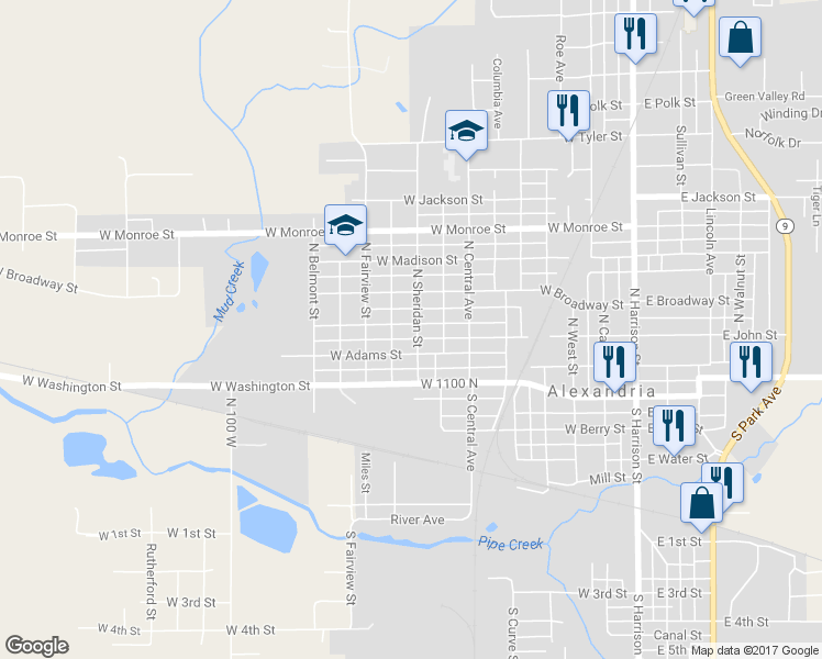 map of restaurants, bars, coffee shops, grocery stores, and more near 701 West Jefferson Street in Alexandria